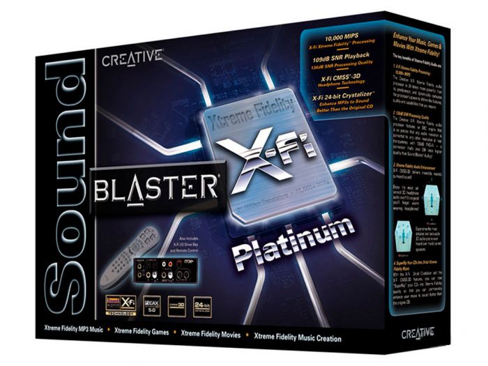 Звуковая карта 7.1 с внешним блоком CREATIVE Sound Blaster X-Fi Platinum